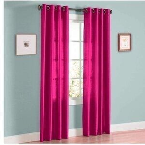 2 Bright Rose Faux Silk Grommet Window Curtain